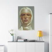 Golden Veil Futuristic Portrait Wall Art & Canvas Print