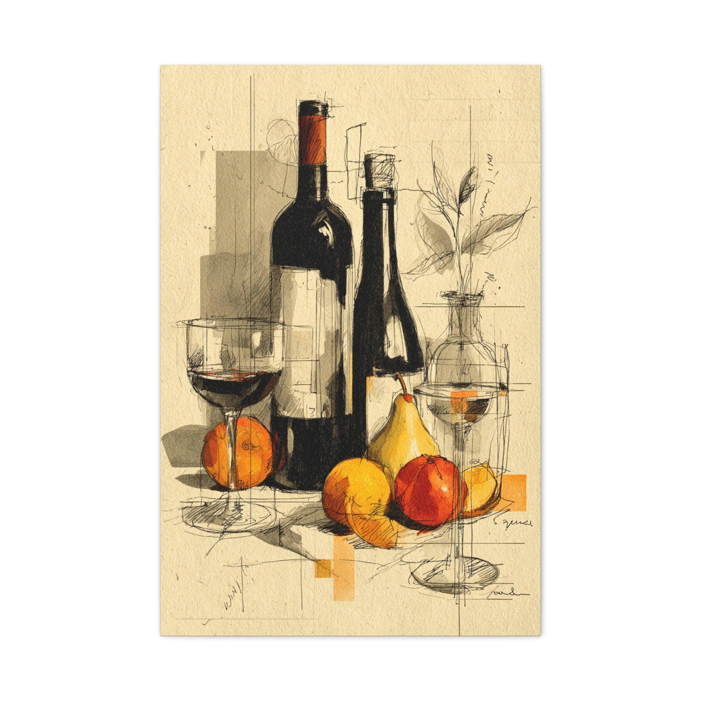 Minimalist Line Art Dining Still Life Wall Art & Canvas Print