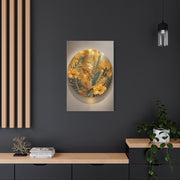 Golden Tropical Botanical Disc Composition Wall Art & Canvas Print