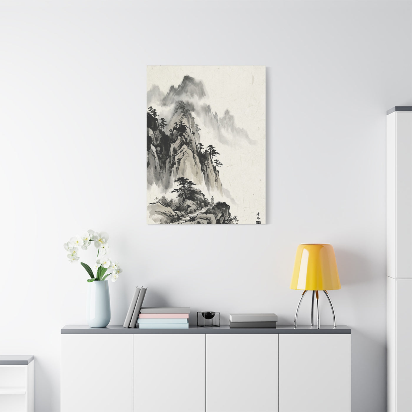 Japanese Sumi-e Mountain Path Wall Art & Canvas Print