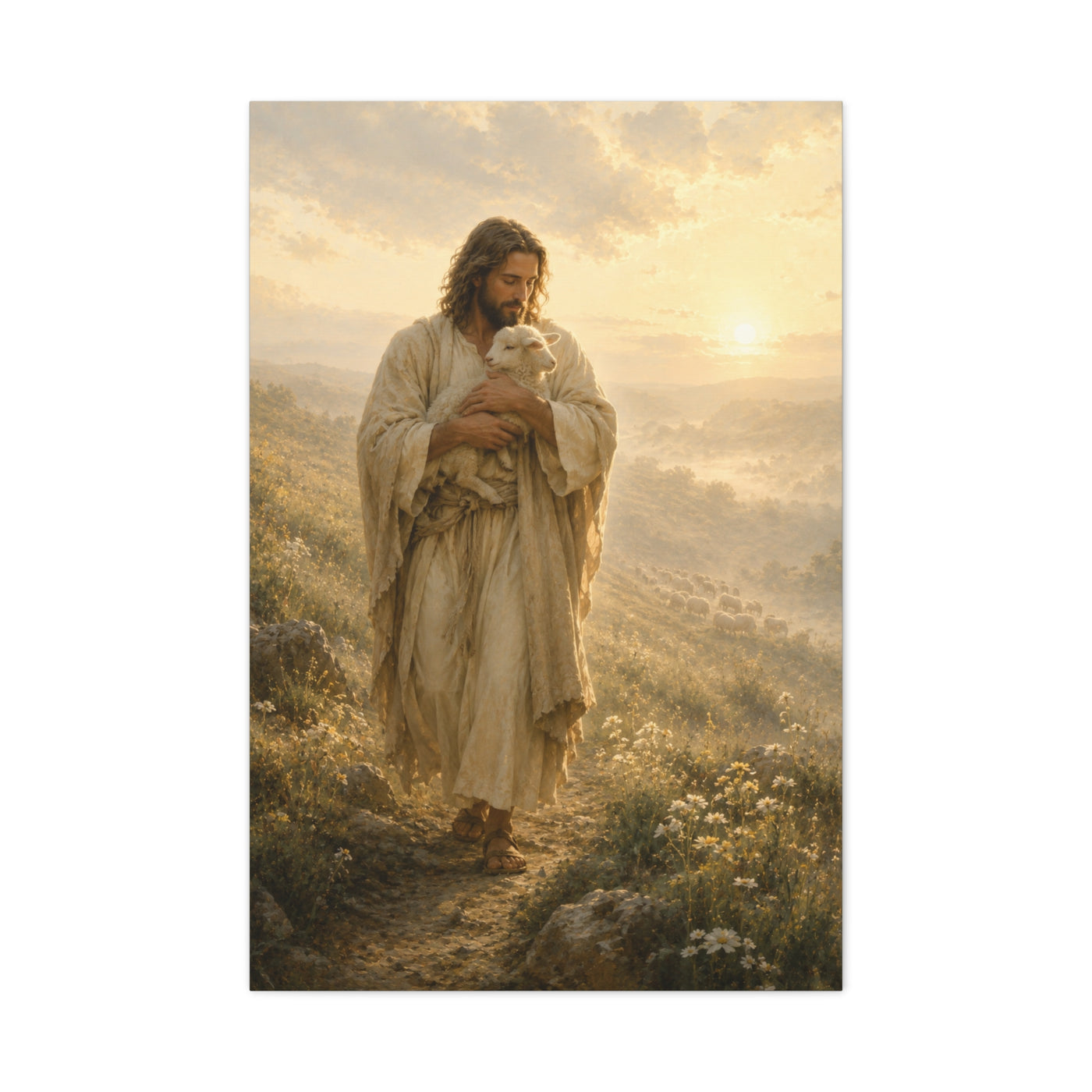 Christ Carrying the Lamb Scripture Wall Art & Canvas Print