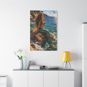 Sunlit Coastal Mermaid Escape Wall Art & Canvas Print
