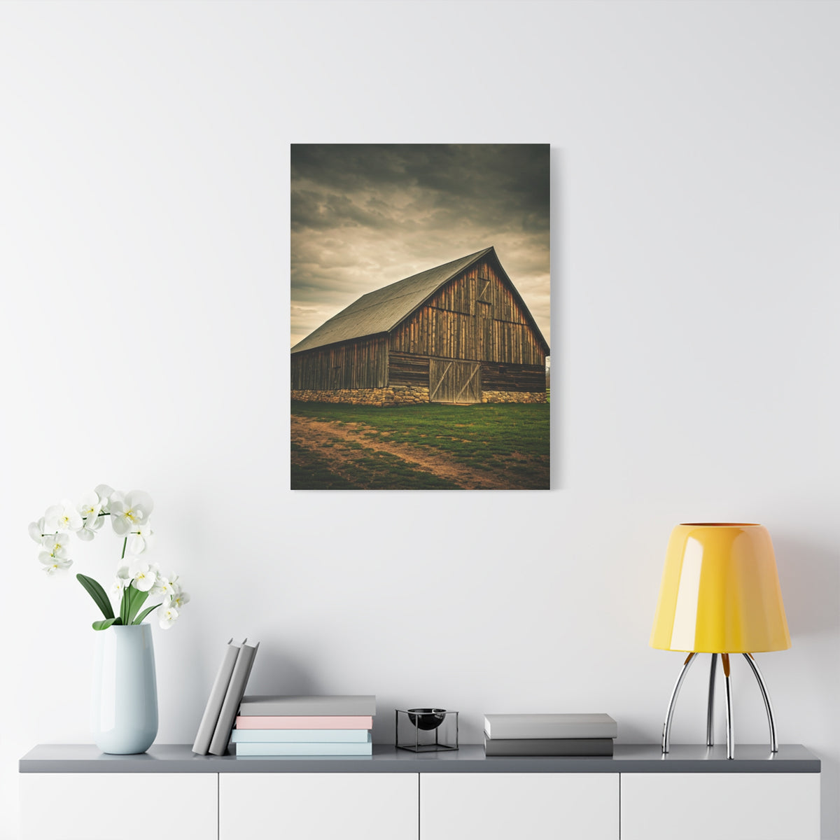 Weathered Stone Base Barn Wall Art & Canvas Prints