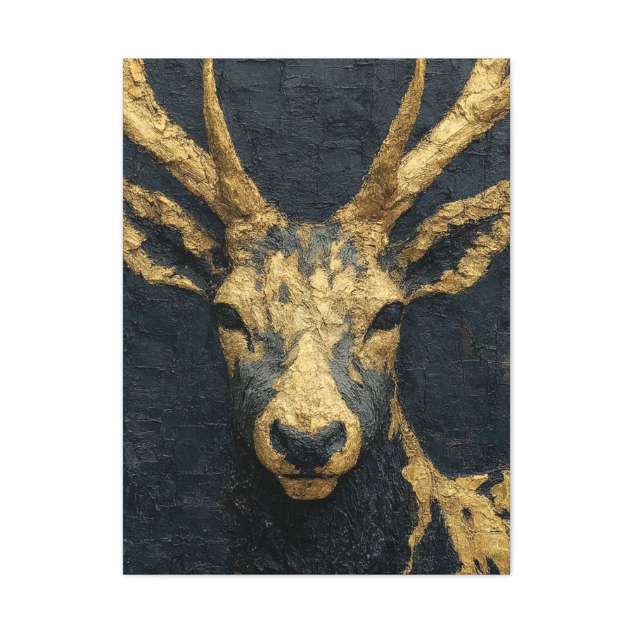 Regal Black and Gold Stag Portrait Wall Art & Canvas Print