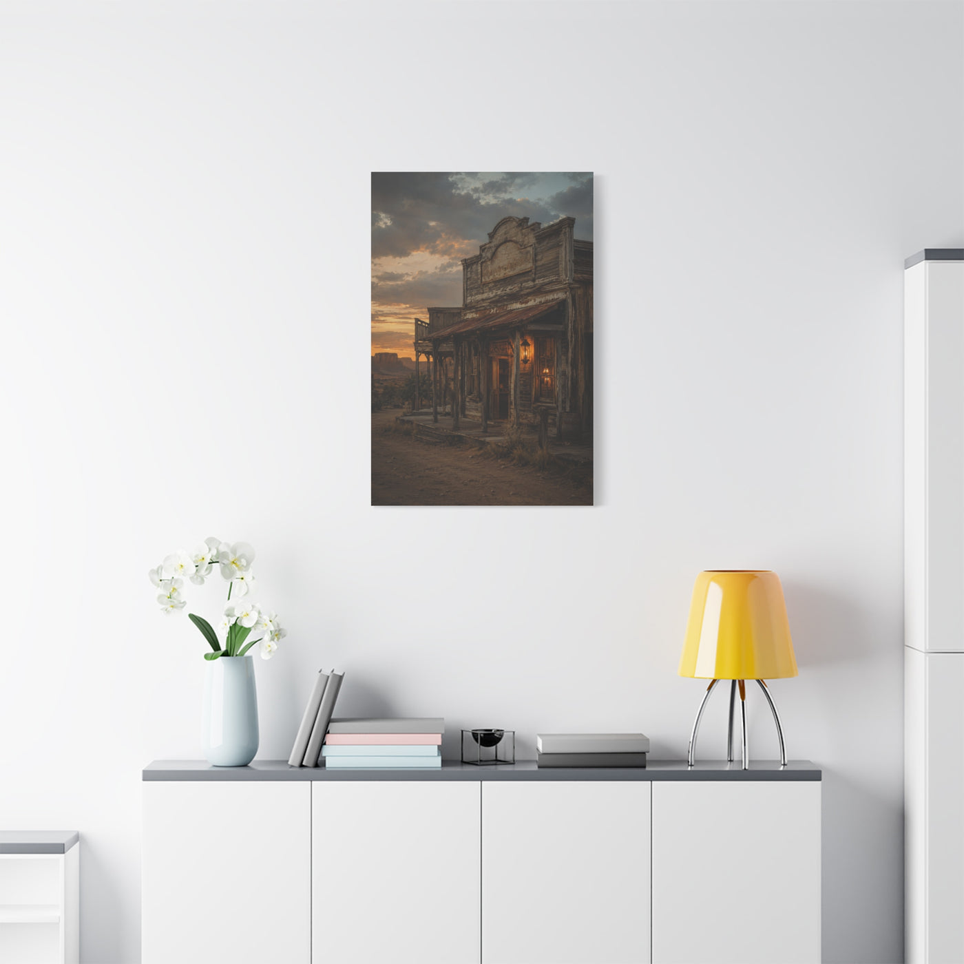 Old Town Western Saloon Exterior Scene Wall Art & Canvas Print