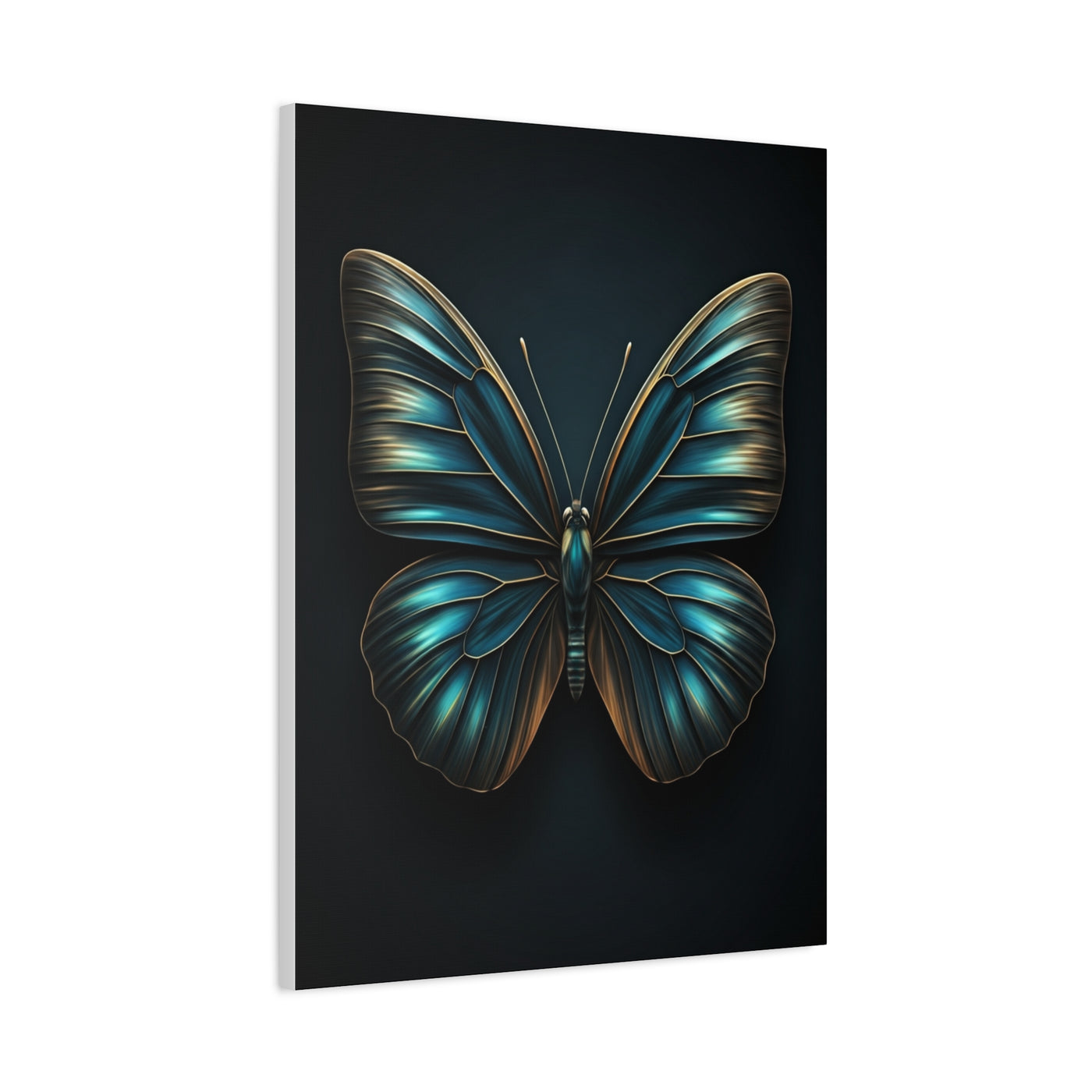 Midnight Blue Butterfly Symmetry Portrait Wall Art & Canvas Prints