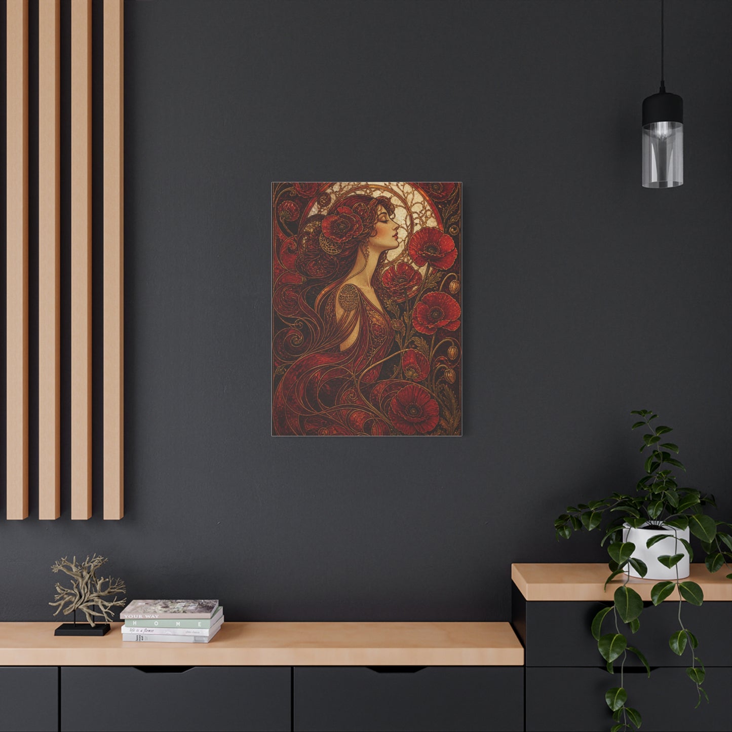 Red Art Nouveau Poppy Muse Wall Art & Canvas Print