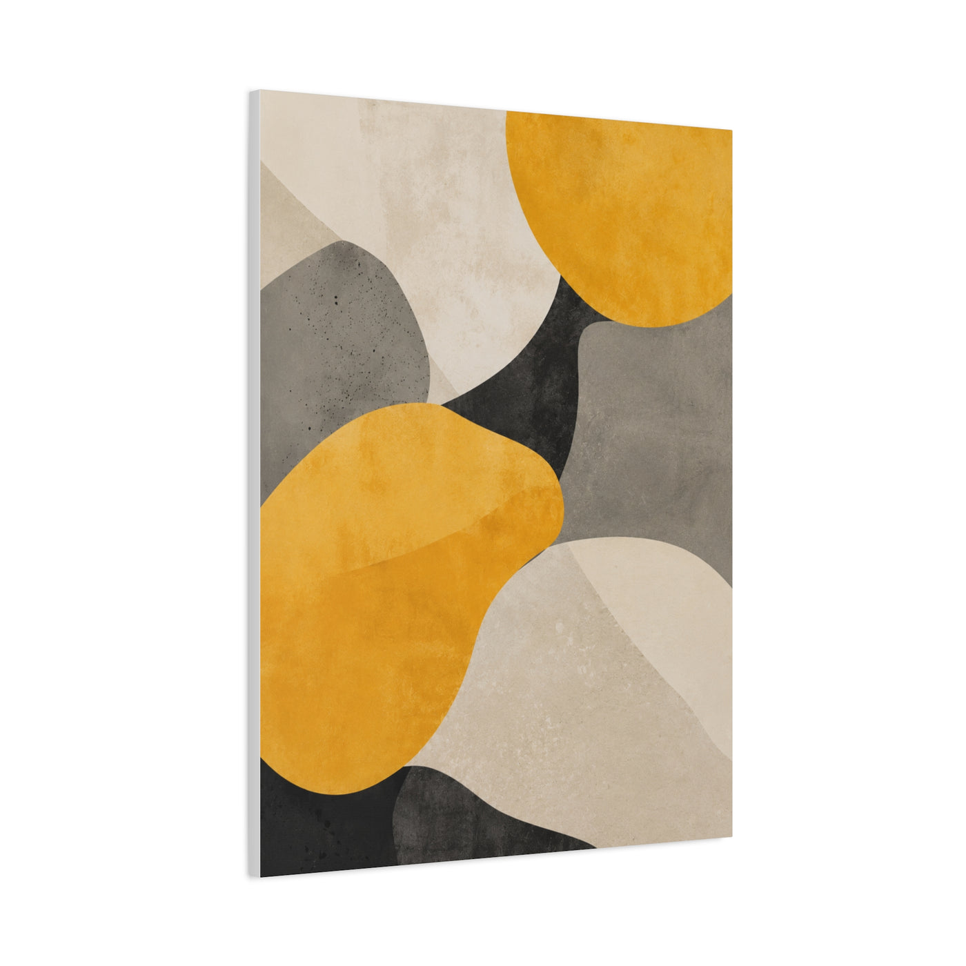 Pebble Form Mustard & Neutral Abstract Wall Art & Canvas Print