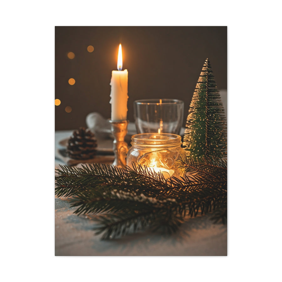 Warm Candlelight Christmas Table Wall Art & Canvas Print