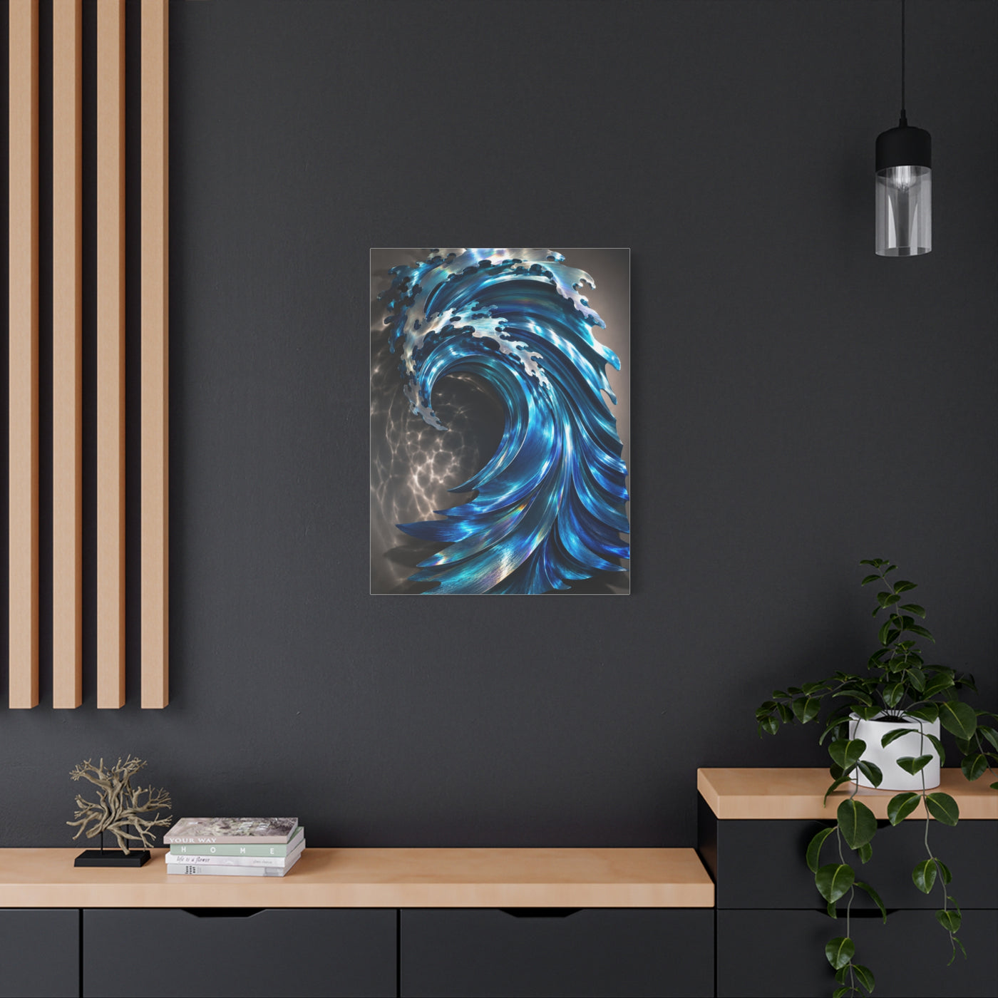 Iridescent Metal Wave Sculpture Wall Art & Canvas Print