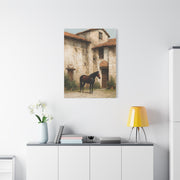 Rustic Courtyard Horse Scene Wall Art & Canvas Print