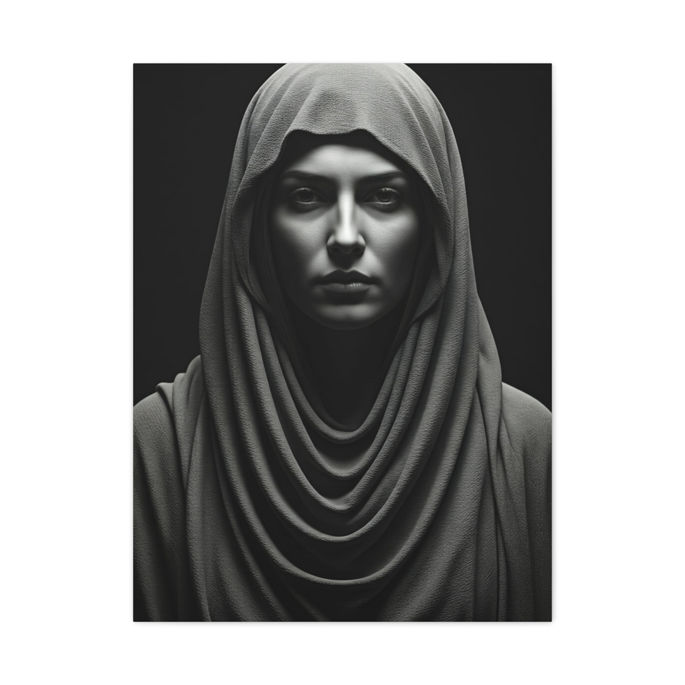 Veiled Serenity Black & White Portrait Wall Art & Canvas Prints