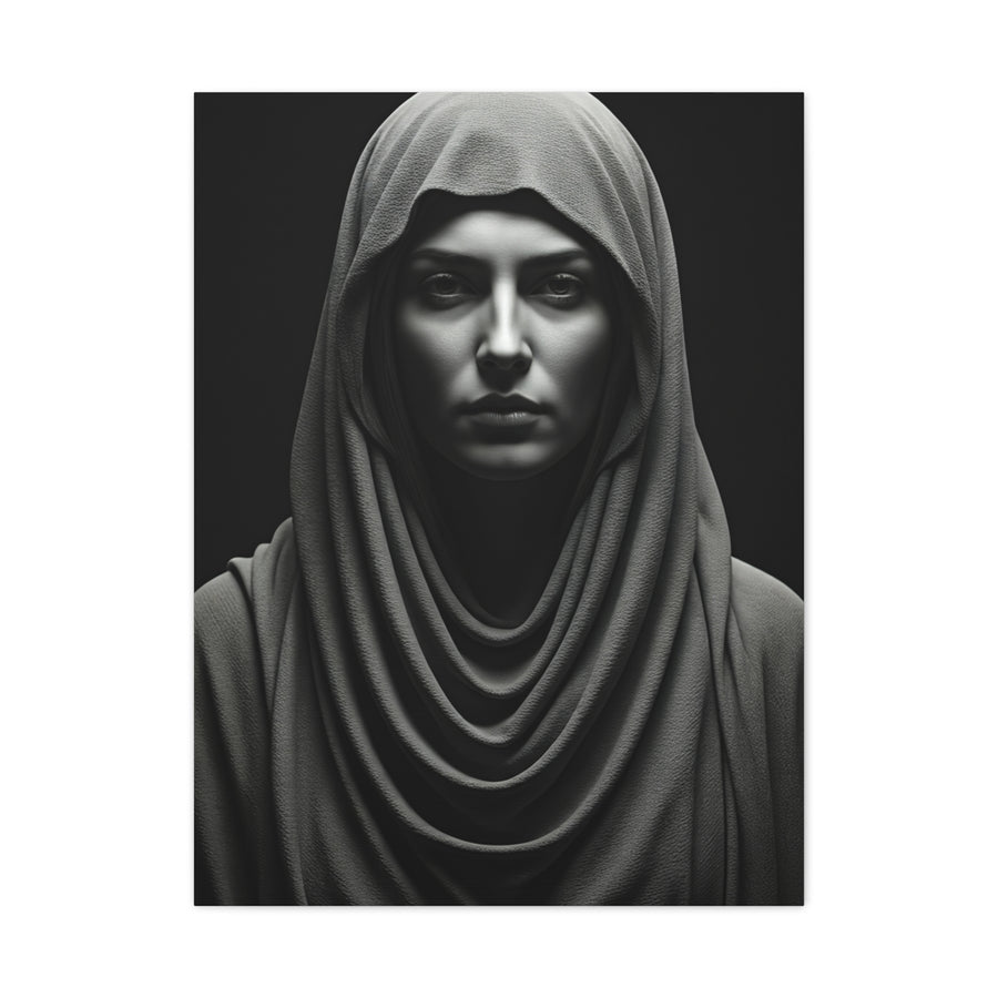 Veiled Serenity Black & White Portrait Wall Art & Canvas Prints