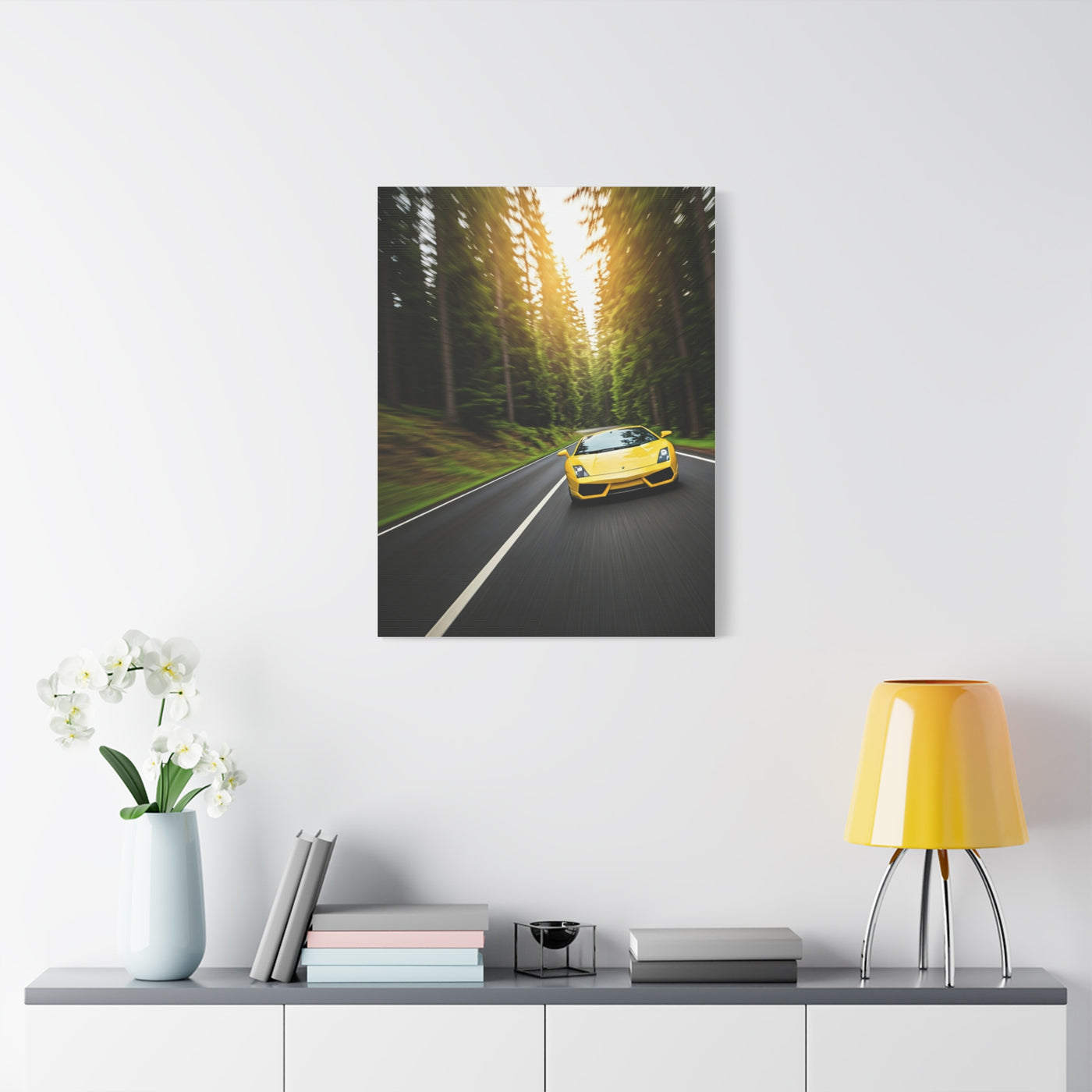 Lamborghini Gallardo Forest Road Charge Wall Art & Canvas Prints