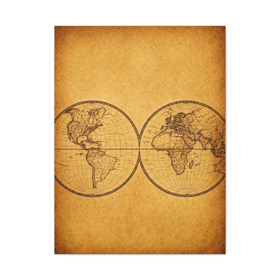 Twin Hemisphere Antique World Map Wall Art & Canvas Prints