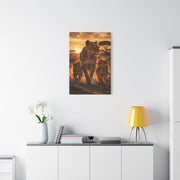 Lioness with Cubs Golden Path Wall Art & Canvas Print