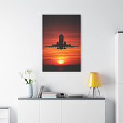Sunset Departure Jet Silhouette Wall Art & Canvas Prints