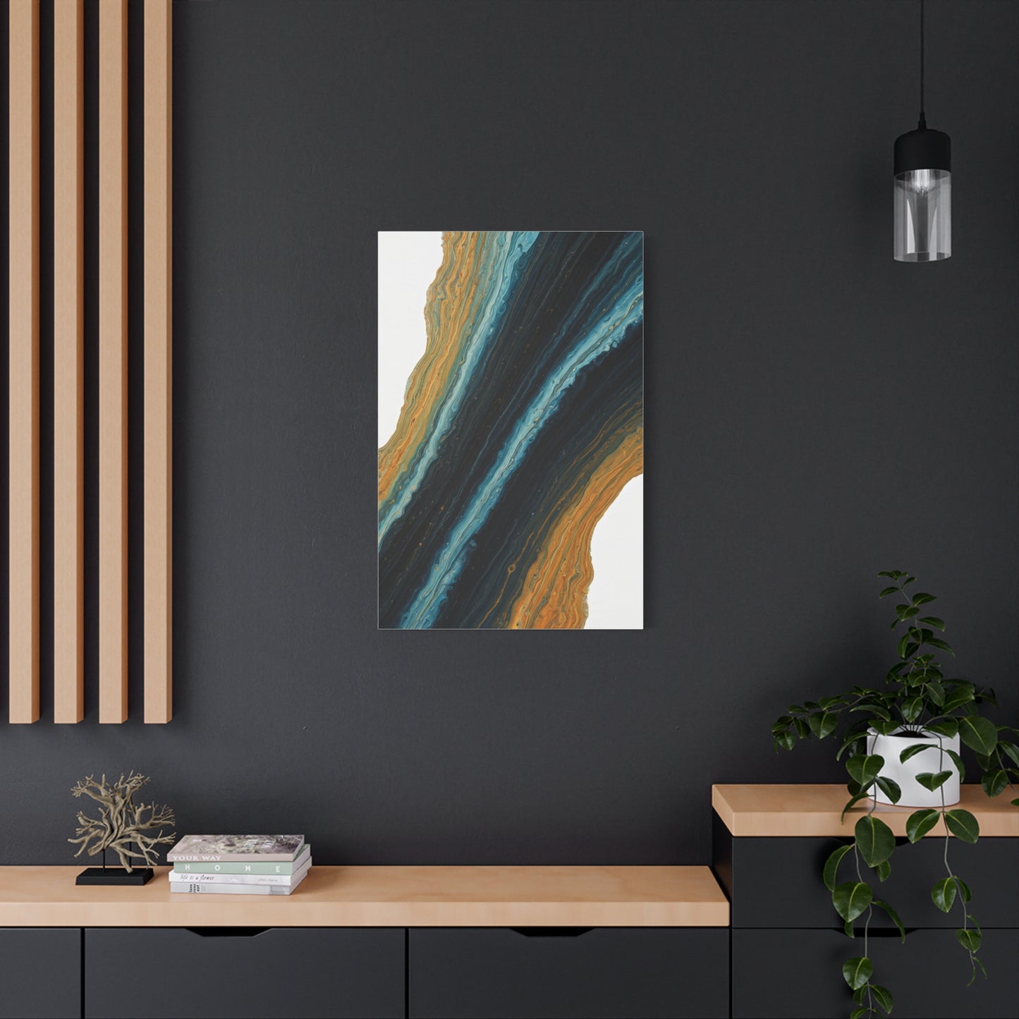 Blue and Gold Stone Flow Abstract Wall Art & Canvas Prints