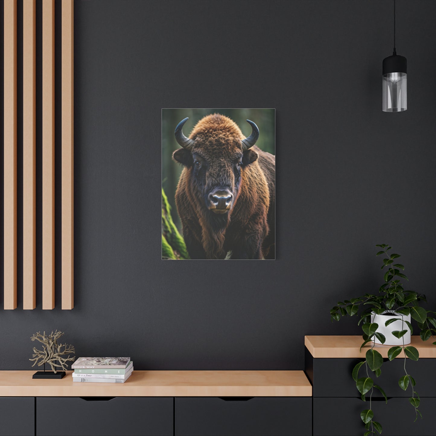 American Bison in Prairie Grass Portrait Wall Art & Canvas Print