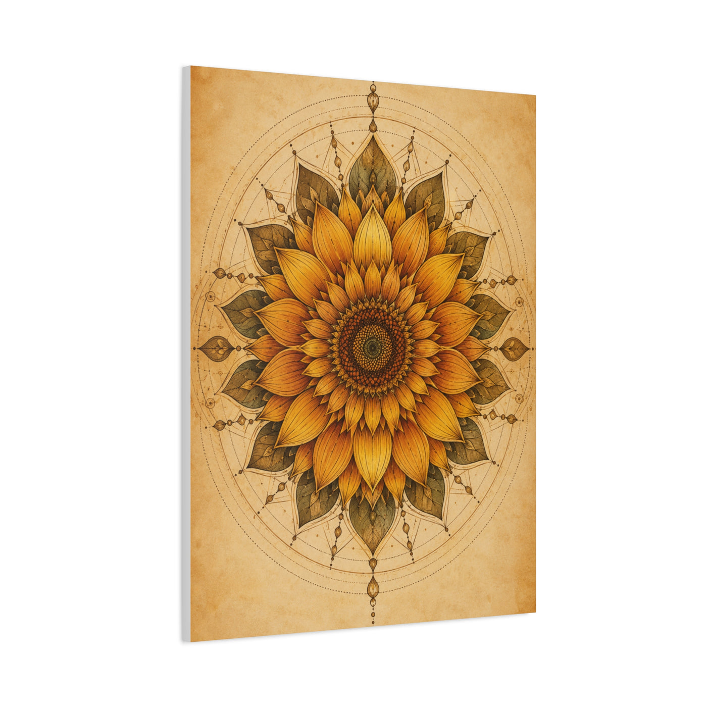Sacred Sunflower Mandala Wall Art & Canvas Print