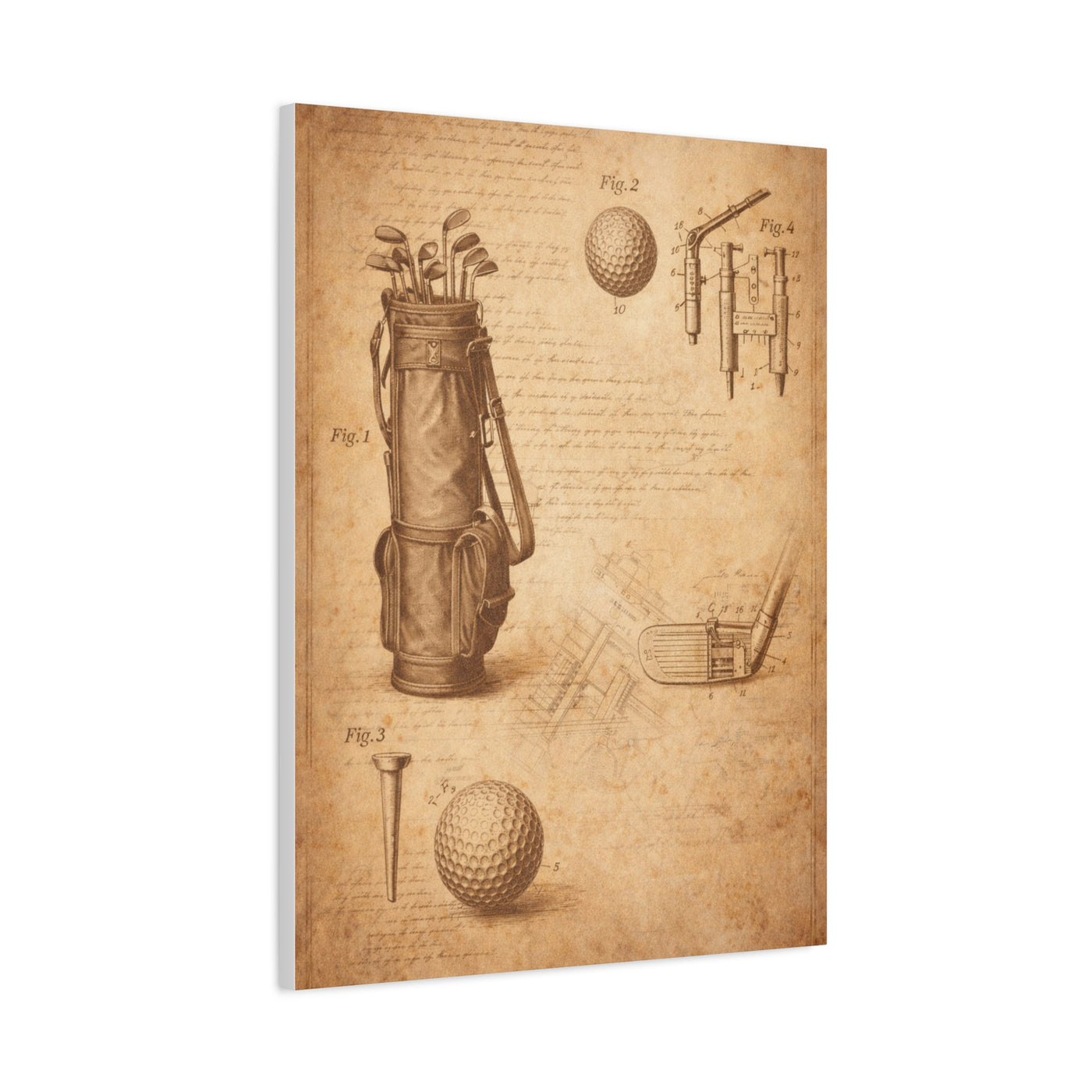 Vintage Golf Equipment Patent Study Wall Art & Canvas Print