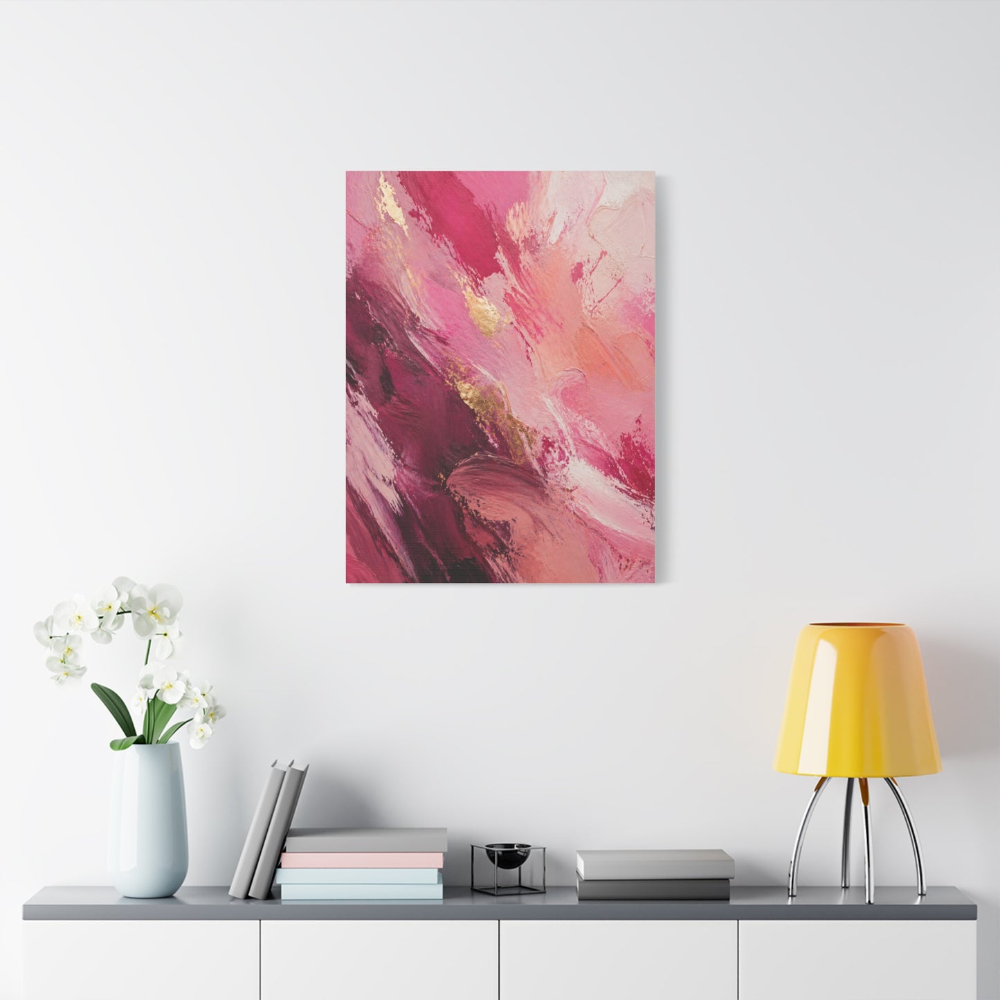 Pink Abstract Expressionist Brushstroke Wall Art & Canvas Print