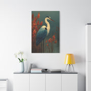 White Heron Marsh Portrait Wall Art & Canvas Print