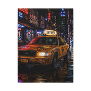 NYC Graffiti Taxi Night Street Wall Art & Canvas Print