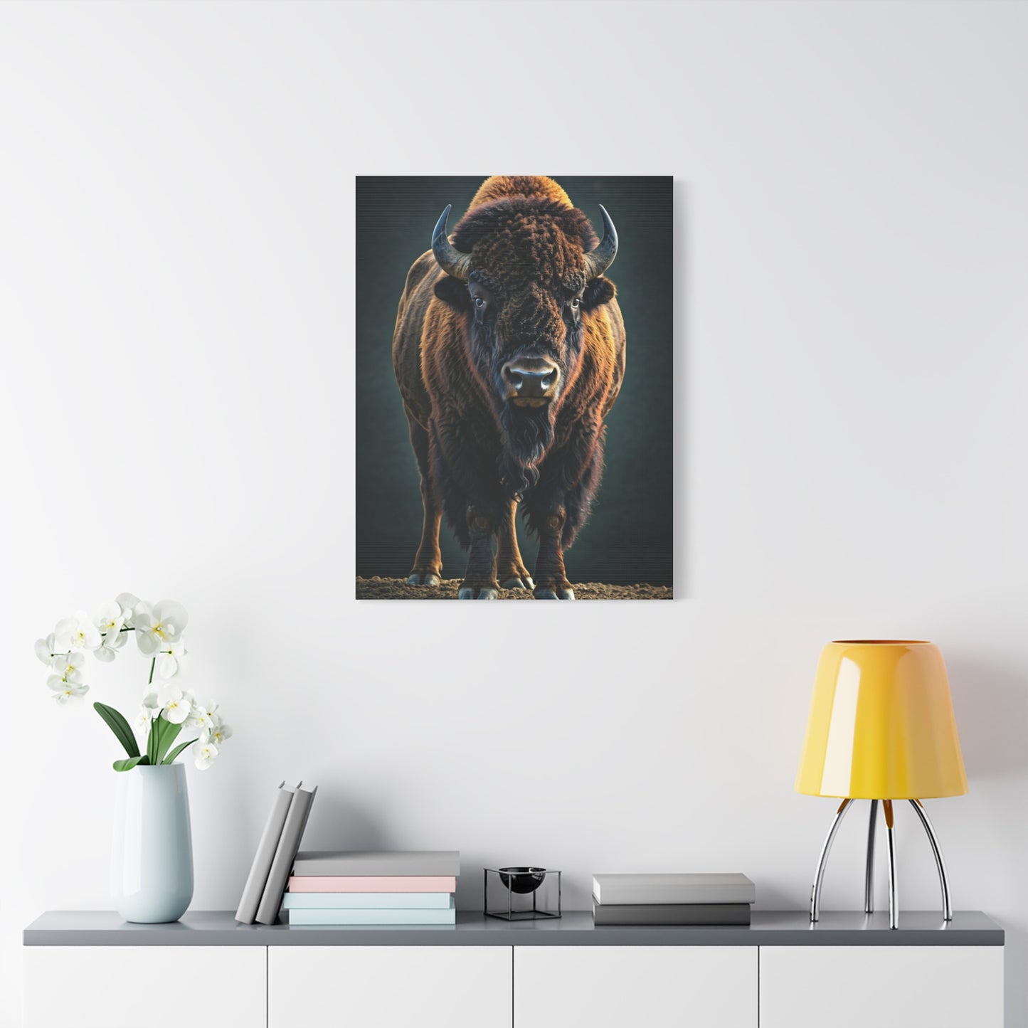 American Bison Emerging from Dust Prairie Wall Art & Canvas Print