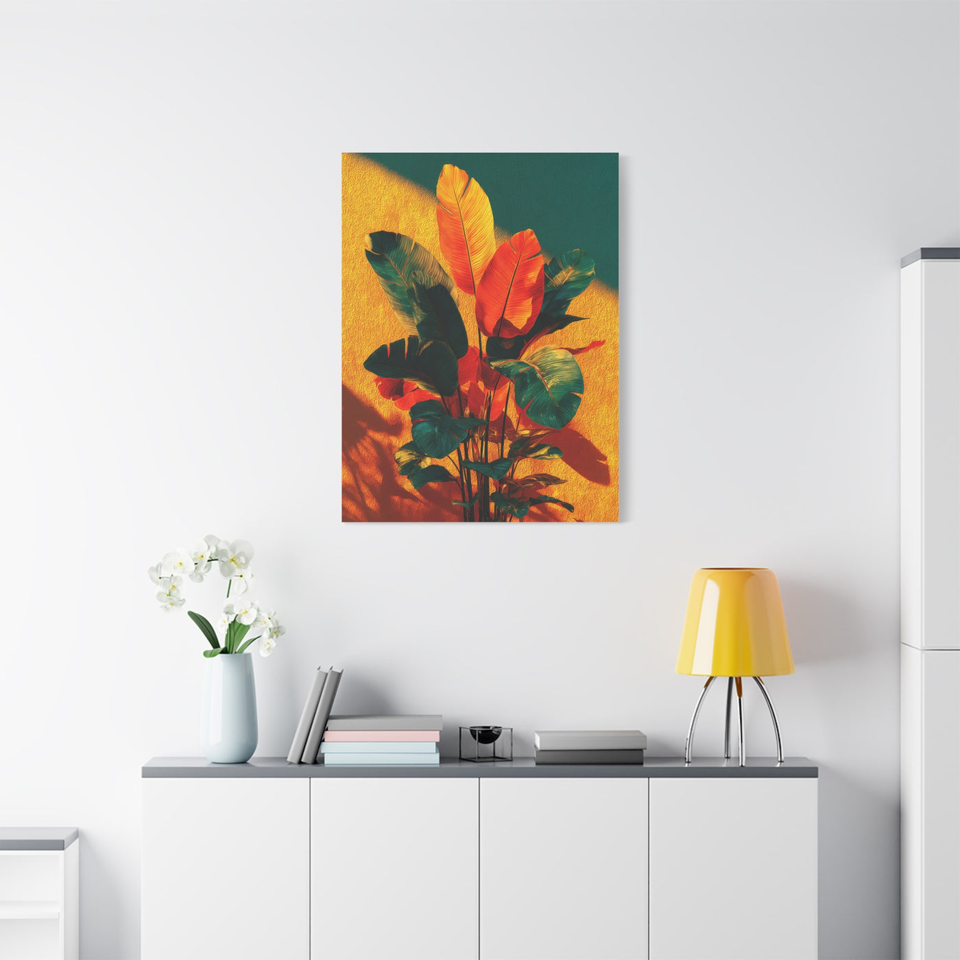 Tropical Sunlit Botanical Contrast Wall Art & Canvas Print