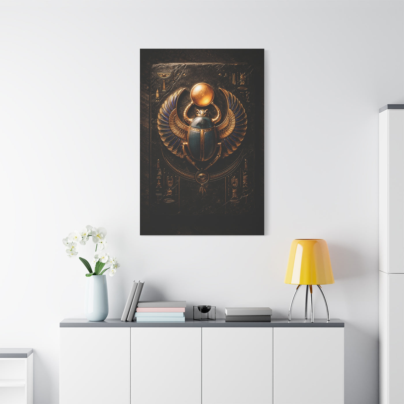 Egyptian Scarab Gold Relief Wall Art & Canvas Print