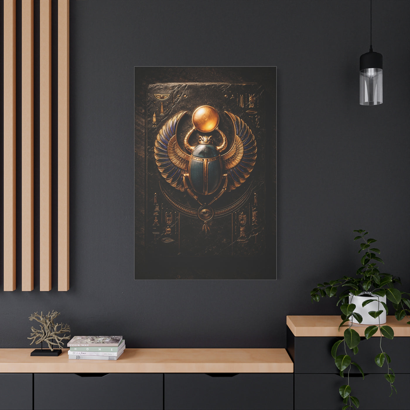 Egyptian Scarab Gold Relief Wall Art & Canvas Print