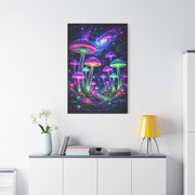 Glowing Giant Mushrooms in Midnight Forest Wall Art & Canvas Print