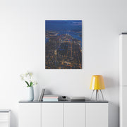 Aerial Manhattan Night Grid Wall Art & Canvas Print