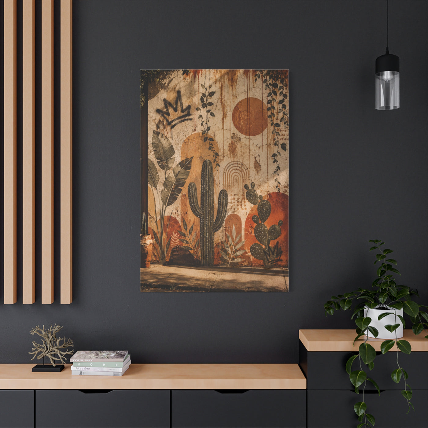 Desert Graffiti Botanical Street Wall Art & Canvas Print