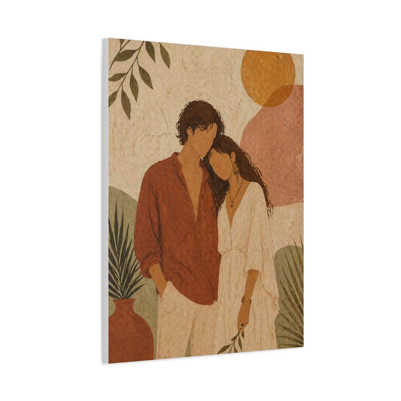 Bohemian Faceless Couple Portrait Wall Art & Canvas Print