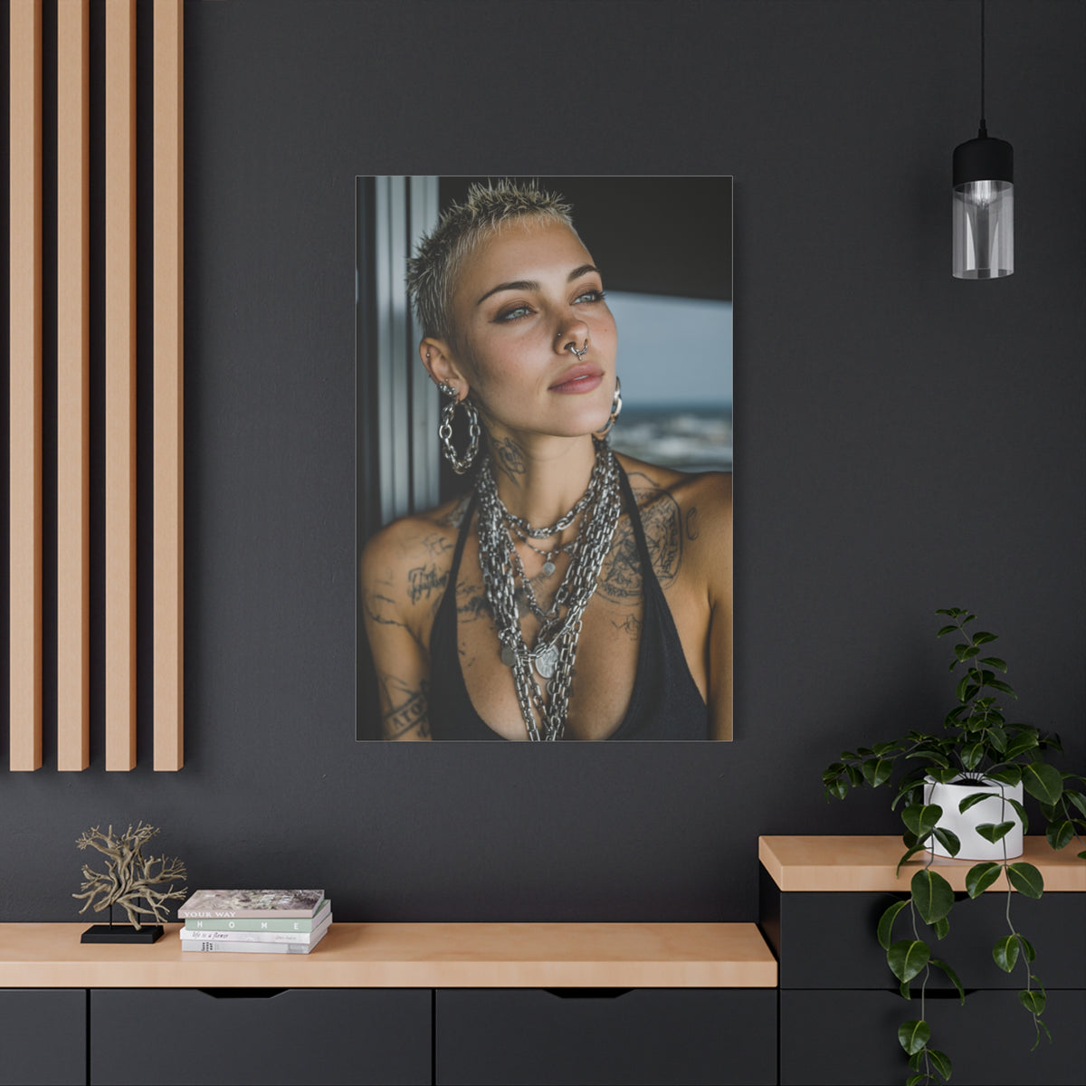 Tattooed Woman Urban Editorial Portrait Wall Art & Canvas Print