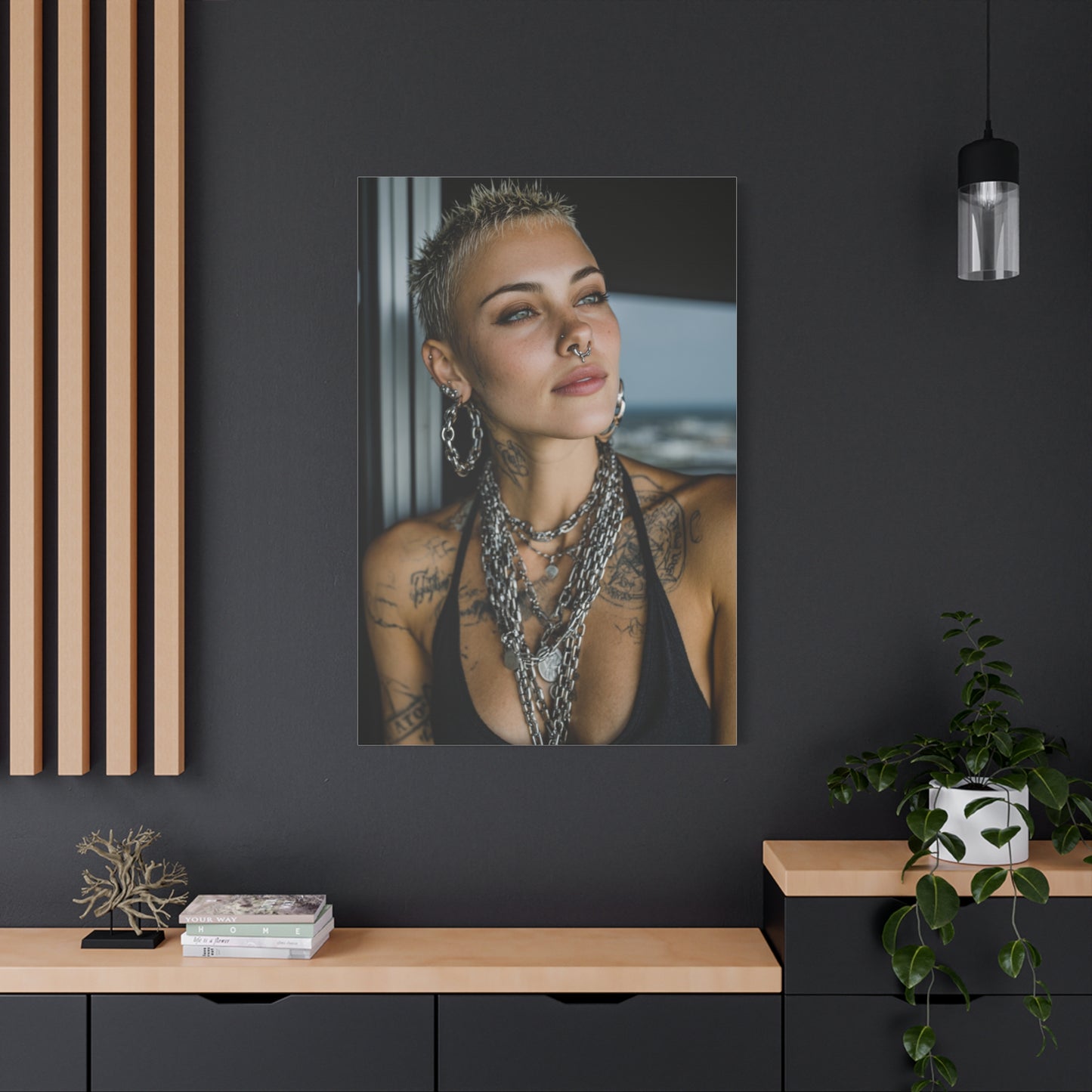 Tattooed Woman Urban Editorial Portrait Wall Art & Canvas Print