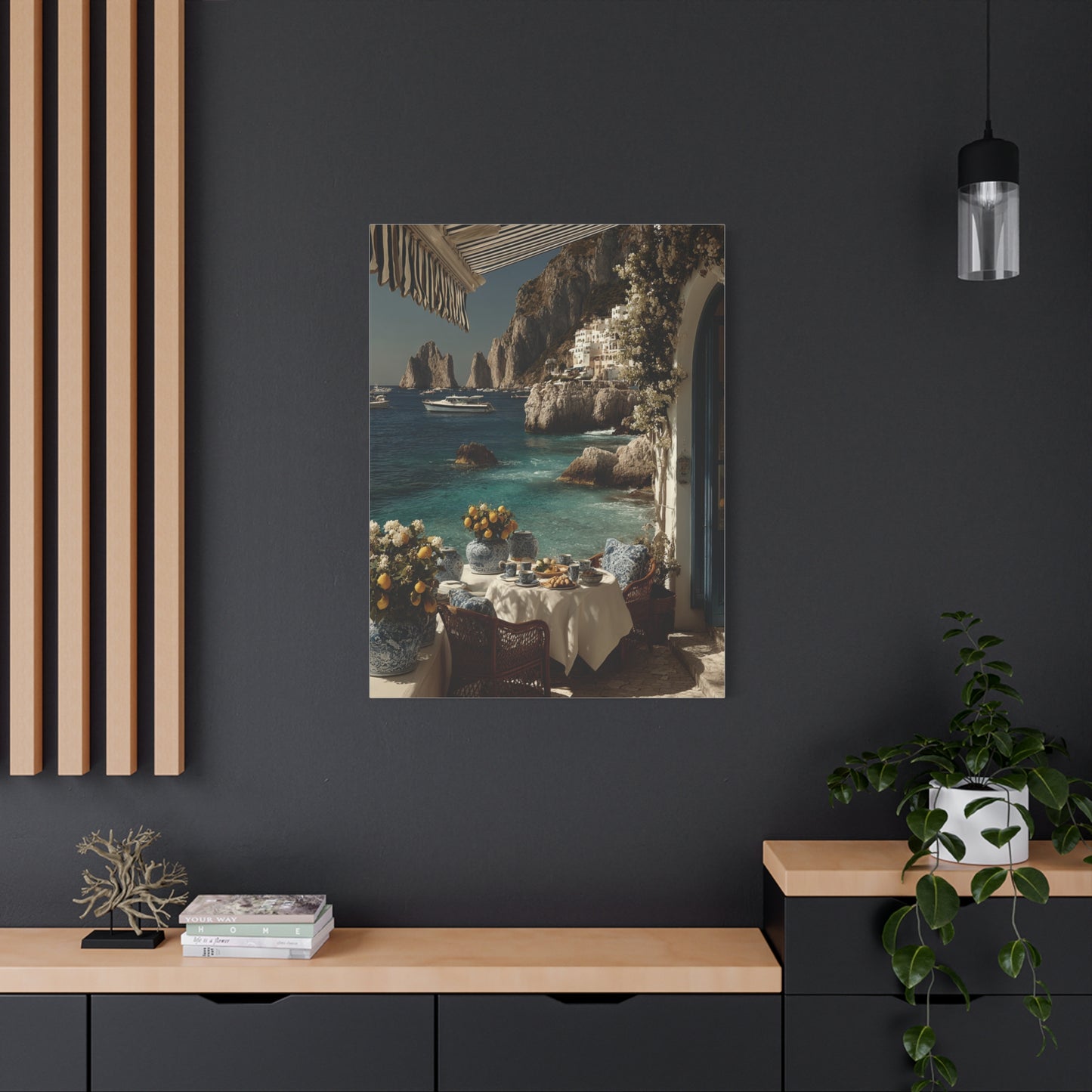 Capri Seaside Breakfast View Wall Art & Canvas Print