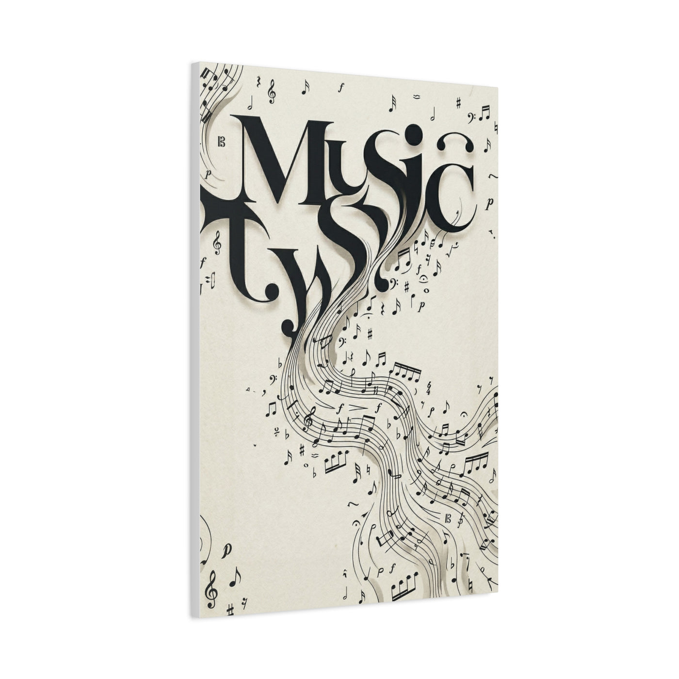 Flowing Typography Music Composition Wall Art & Canvas Print