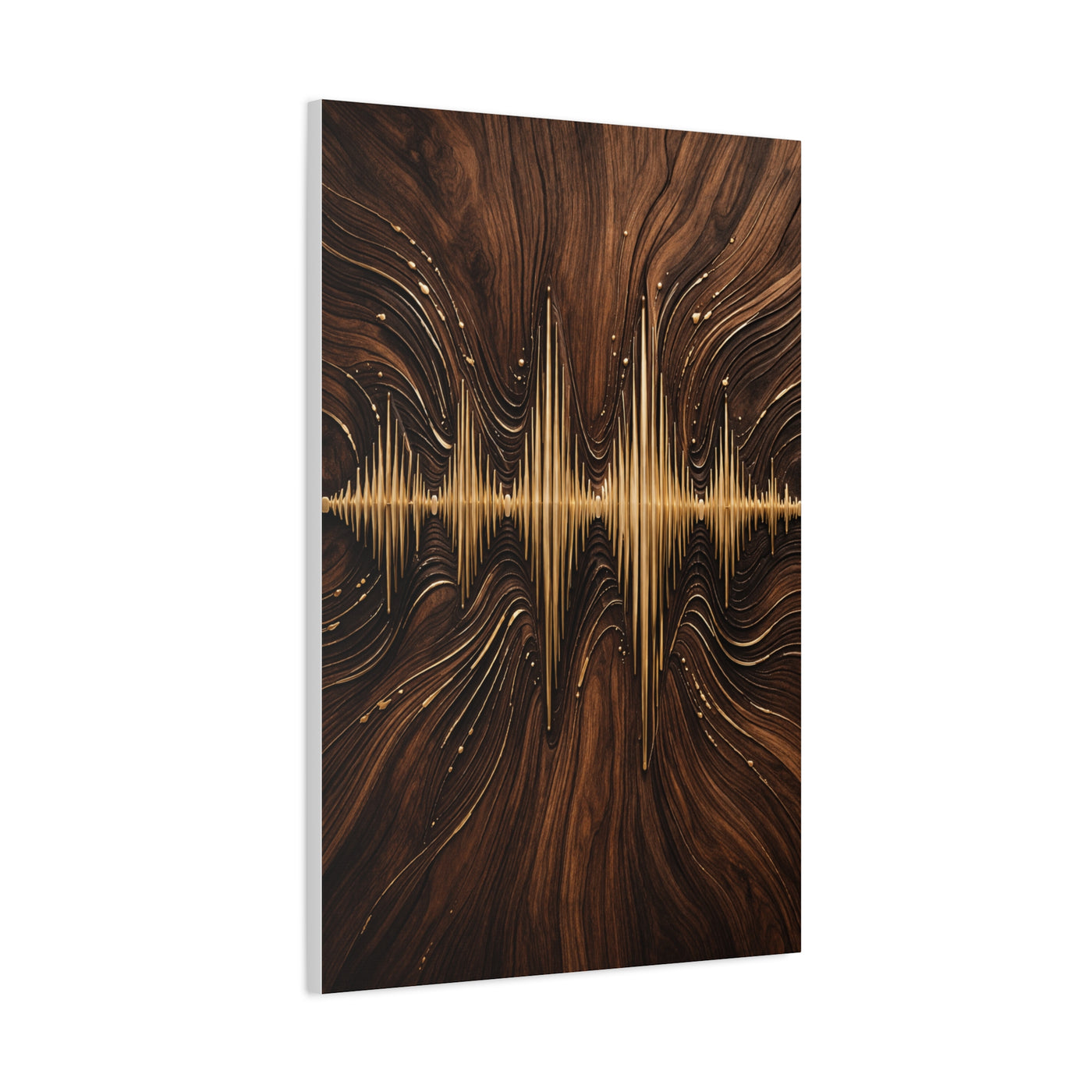 Golden Acoustic Wave Wood Composition Wall Art & Canvas Print