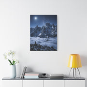 Moonlit Himalayan Peaks & Stupa Wall Art & Canvas Print