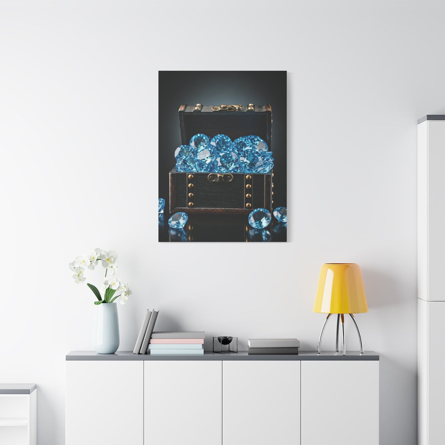 Blue Diamond Treasure Chest Wall Art & Canvas Prints