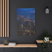 Aerial Manhattan Night Grid Wall Art & Canvas Print