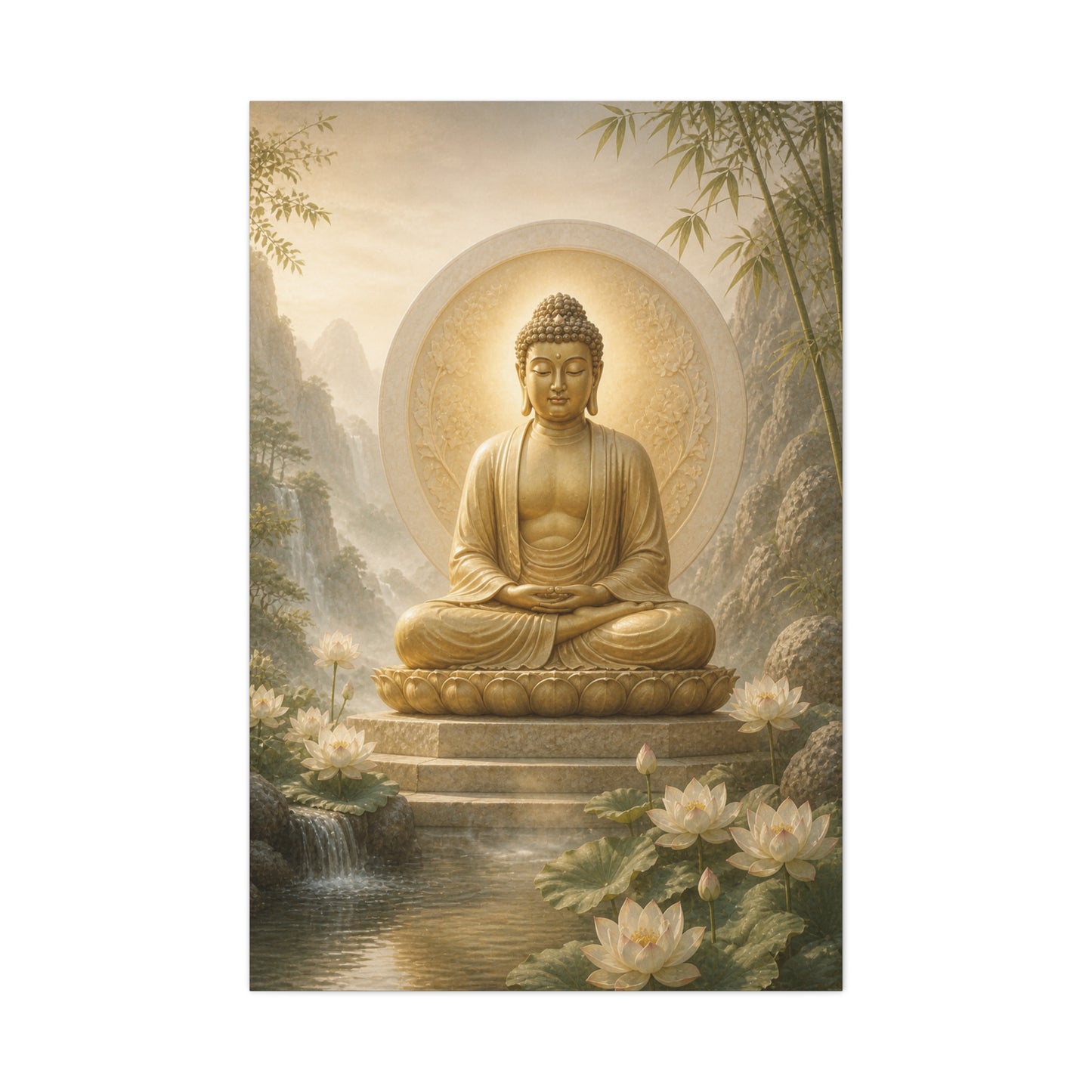 Golden Buddha Meditation Wall Art & Canvas Print