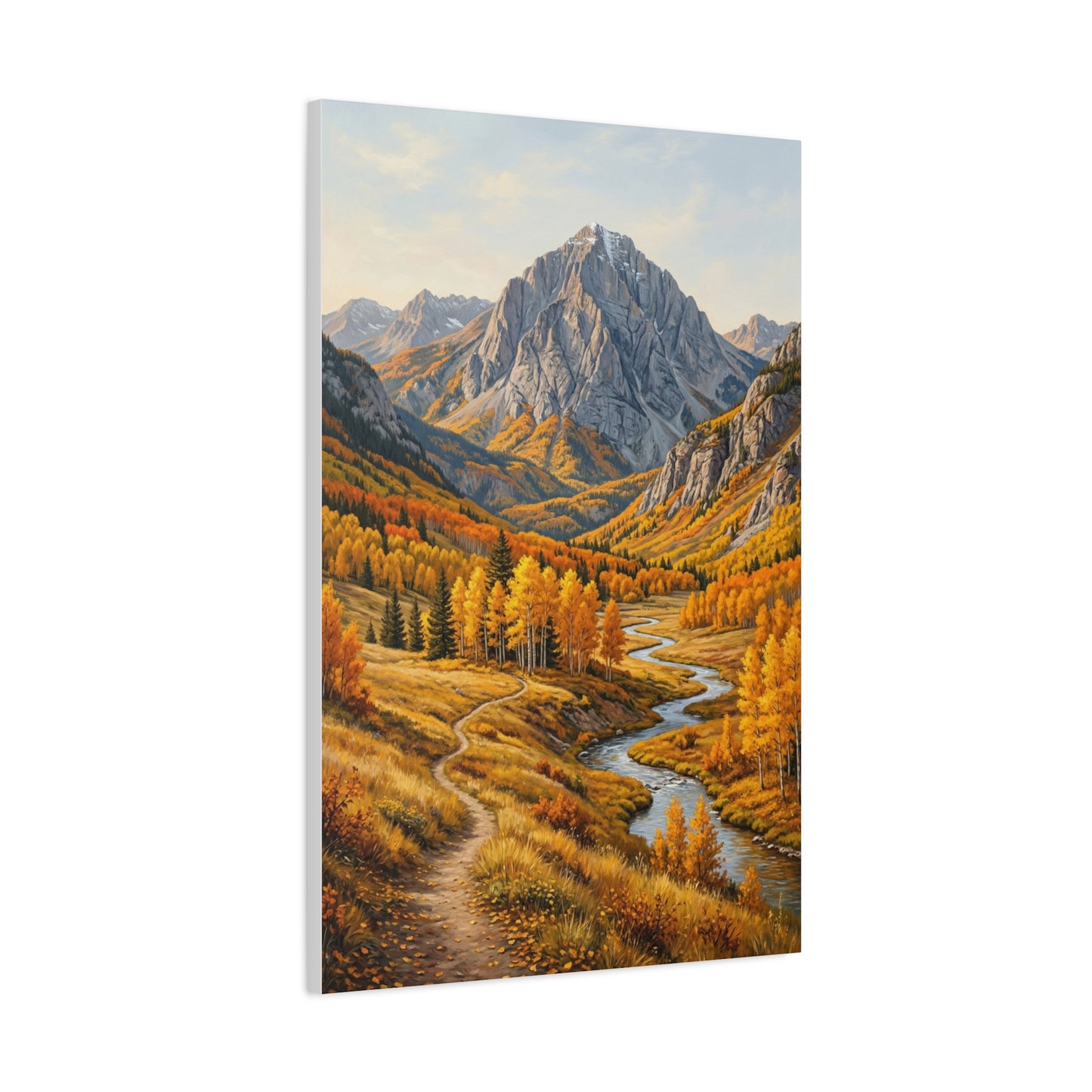 Autumn Aspen River Valley Wall Art & Canvas Print