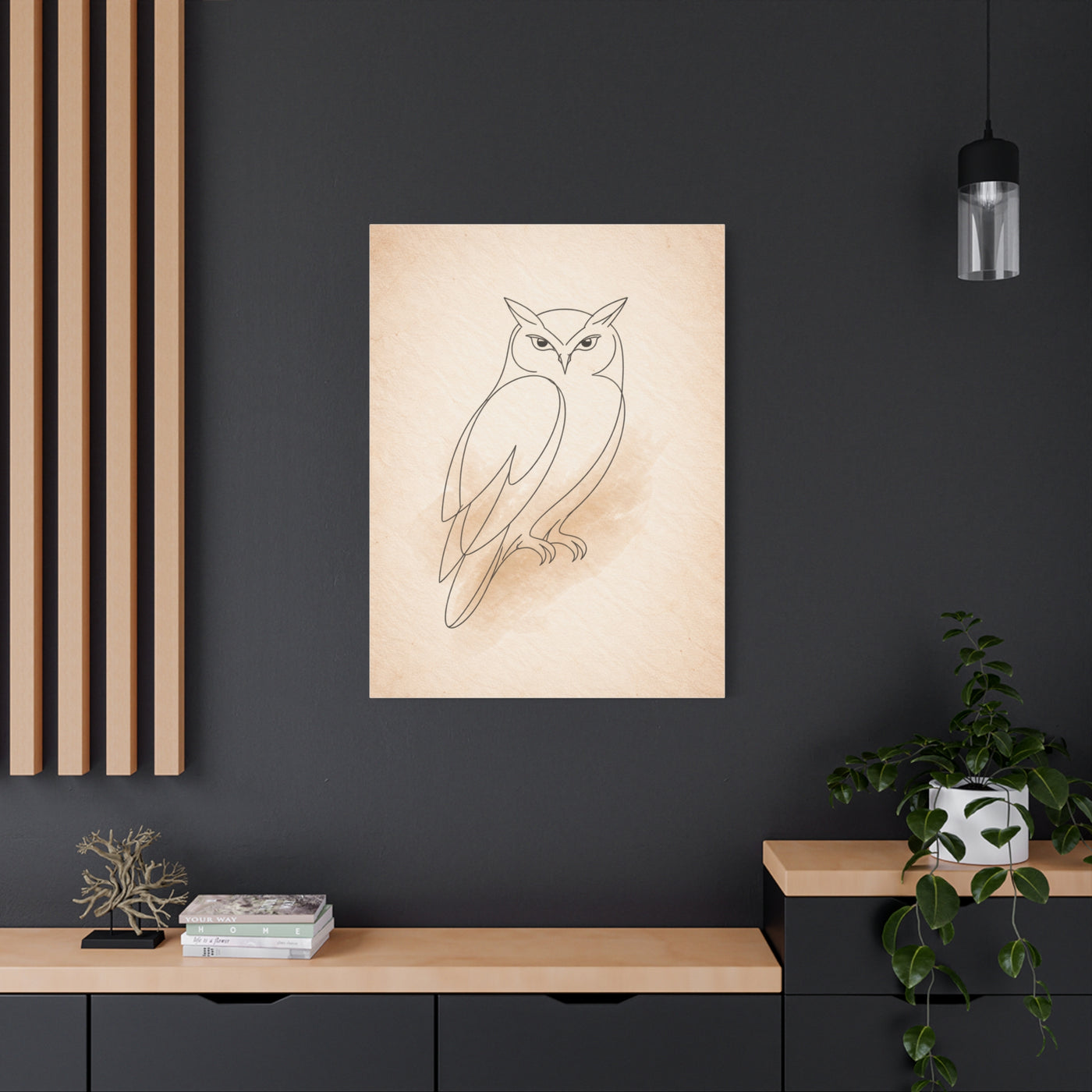 Minimal Line Art Owl Sketch Wall Art & Canvas Print