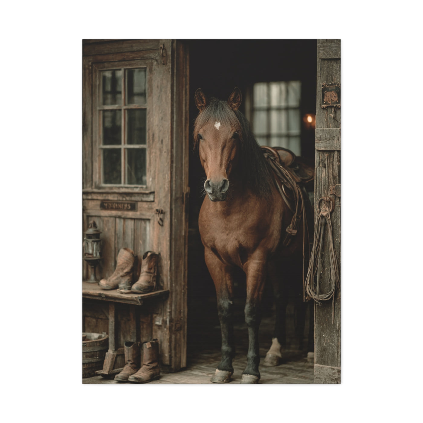 Rustic Stable Horse Portrait Wall Art & Canvas Print