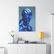Futuristic Blue Chrome Figure Wall Art & Canvas Prints