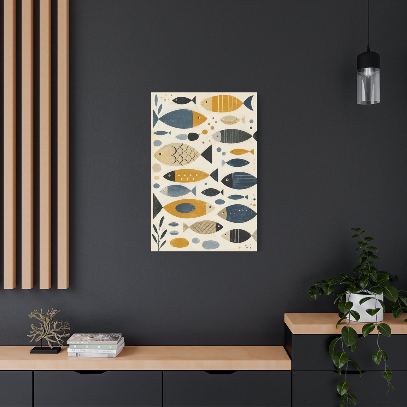 Scandinavian Abstract Fish Pattern Composition Wall Art & Canvas Print